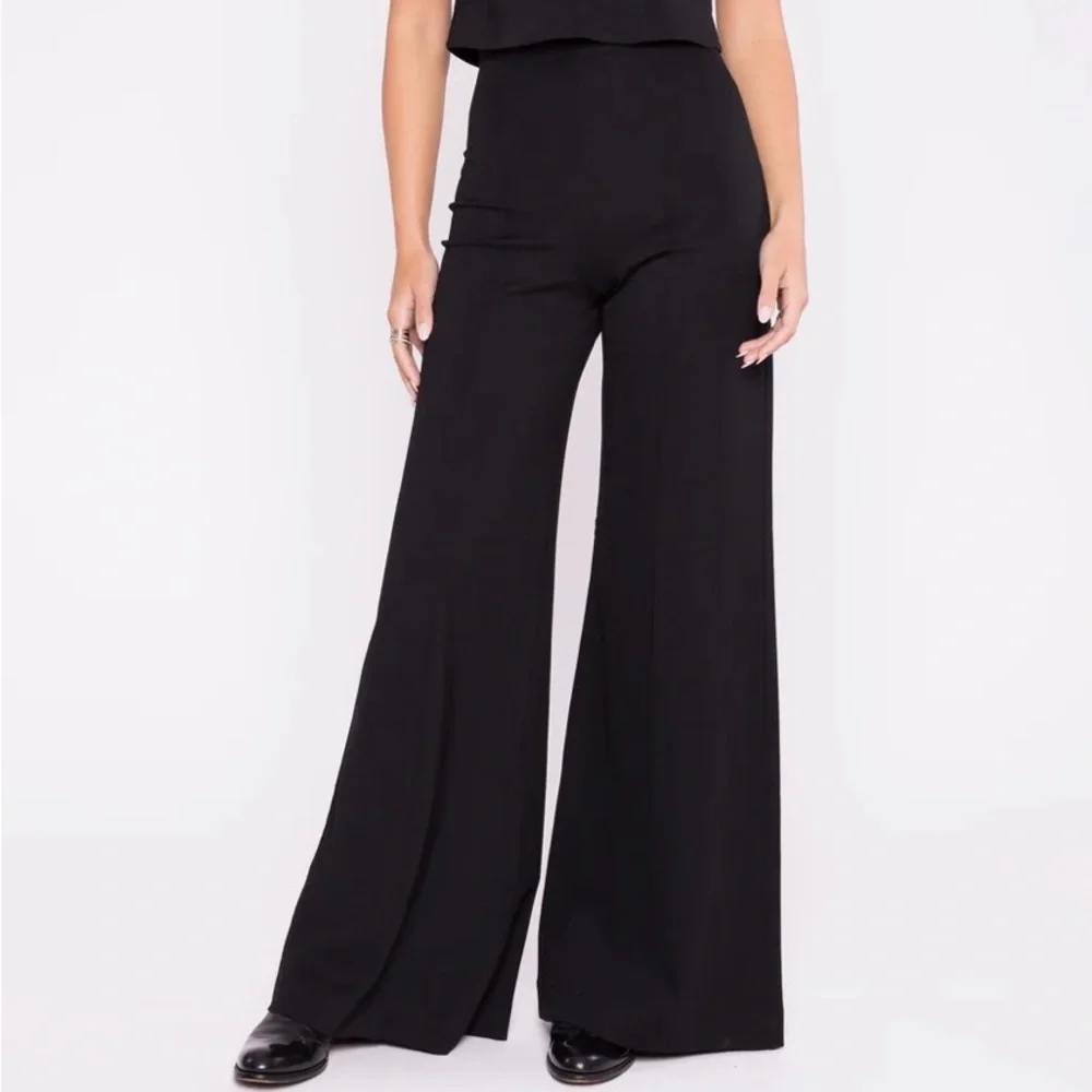 Ripley Rader High-Waist Black Wide-Leg Ponte Knit Stretch Pants size 3 Medium - Picture 2 of 5